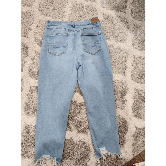 American Eagle Jeans Womens Size 12 Soft Knit Mom Jean Light Wash High Rise - Picture 7 of 9